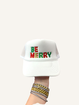 BE MERRY WHITE/GREEN/RED Trucker Hat -  (Mix & Match Any 6 or More)