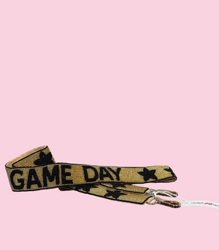 BLACK/GOLD GAME DAY BEADED BAG STRAP