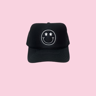 Black/White Smiley Trucker Hat (Mix & Match Any 6 or More to meet moq)