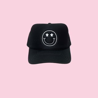 Black & White Smiley Trucker Hat (Mix & Match Any 6 or More to meet moq)