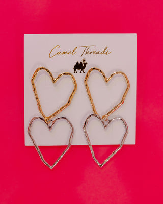 Double Heart Earring - GOLD/SILVER (Mix &  Match Styles-Accessories Collection ONLY/$100 Minimum)