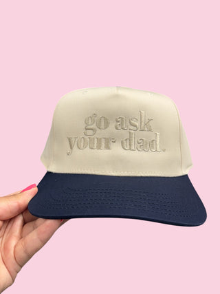 GO ASK YOUR DAD TRUCKER CANVAS- NAVY W/ LIGHT TAN THREAD (Mix & Match Any 6 or More to meet moq)