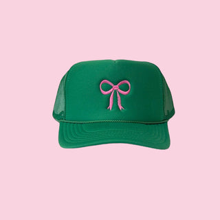 Green Trucker Hat with Pink Bow  (Mix & Match Any 6 or More to meet MOQ)