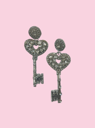 Silver Heart Key (Mix & Match Any 10 or More Pair)