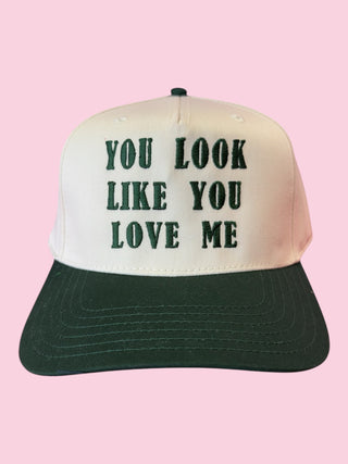 YOU LOOK LIKE YOU LOVE ME TRUCKER CANVAS - green on green (Mix & Match Any 6 or More to meet moq)
