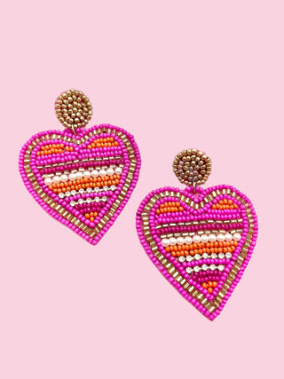 Pink/Orange Heart  (Mix & Match Any 10 or More Pairs)