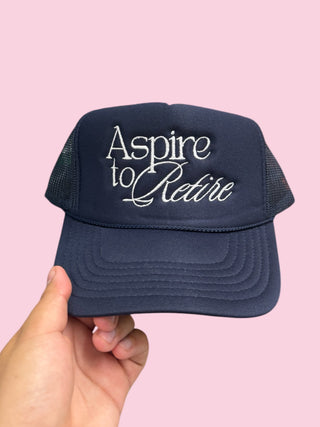 Aspire to Retire Black Foam Trucker Hat (Mix & Match Any 6 or More)