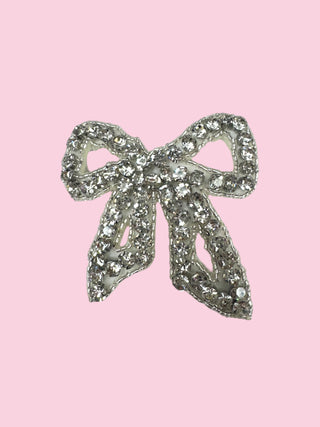Silver Rhinestone Bow Pin