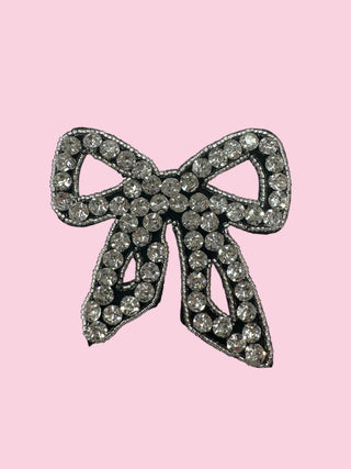 Black Rhinestone Bow Pin