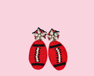 A18B - Bright Red & Black Football (Mix & Match Any 10 or More Pair)