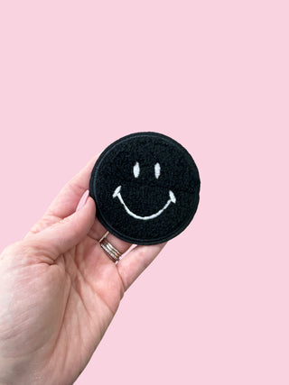 Black Smiley (HEAT PRESS) ($100 MINIMUM ON PATCHES)