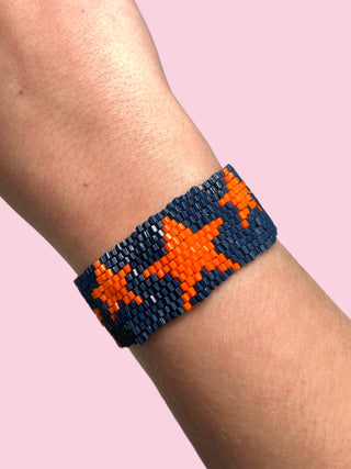 DARK BLUE AND ORANGE STAR ADULT BRACELET