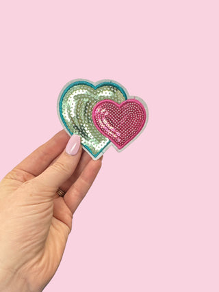 Double Sequin Heart (HEAT PRESS) ($100 MINIMUM ON PATCHES)