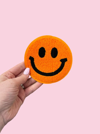 Smiley - Large Orange (HEAT PRESS) ($100 MINIMUM ON PATCHES)