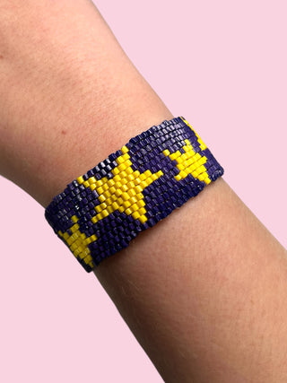 PURPLE AND YELLOW STAR ADULT BRACELET