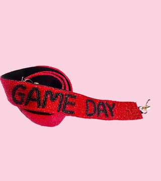 GAME DAY BEADED STRAP-RED & BLACK (Mix &  Match Styles-Accessories Collection ONLY/$100 Minimum)