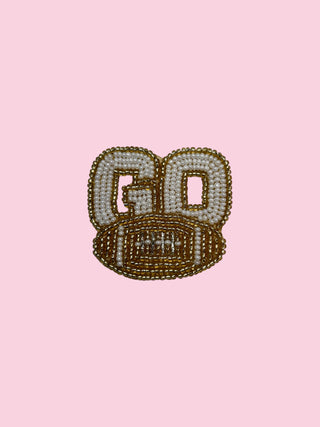 WHITE/GOLD GO GAME DAY PIN