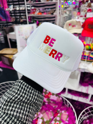 Be Merry Trucker Hat WHITE (Mix & Match Any 6 or More)