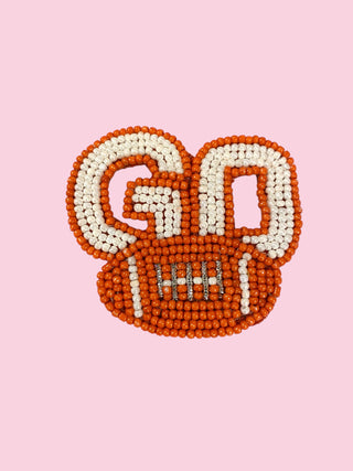 BURNT ORANGE/WHITE GO GAME DAY PIN