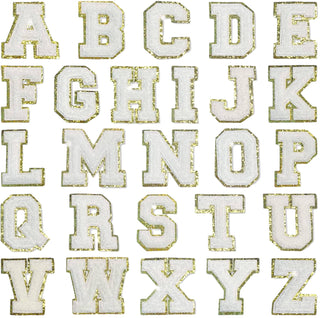 3" Alphabet White (STICKY BACK) "A-Z 26 Letters per Pack" $30 ($100 minimum on patches)