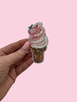 Ice Cream With Cherry - Sew On - ($100 MINIMUM ON PATCHES)