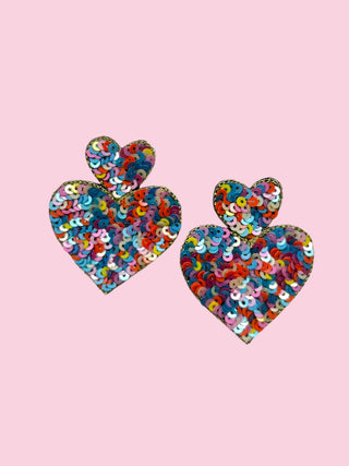 Sequin heart - multi (Mix & Match Any 10 or More Pairs)