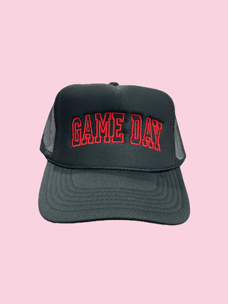 GAMEDAY TRUCKER HAT - black W/ red THREAD (Mix & Match Any 6 or More)