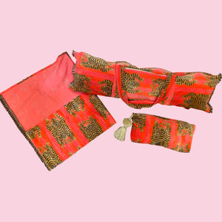 Pink/orange Tiger #2 Mahjong Bag Set of 3