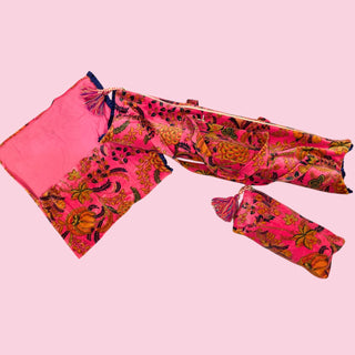 Pink Floral Mahjong Bag Set of 3