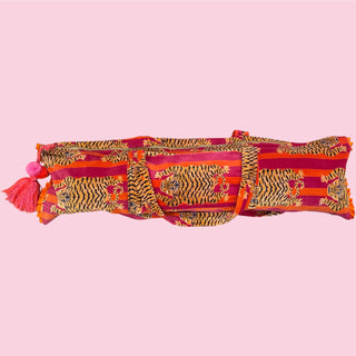 HOT PINK/Orange Tiger Mahjong Bag Set of 3