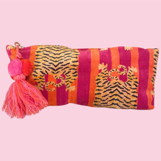 HOT PINK/Orange Tiger Mahjong Bag Set of 3