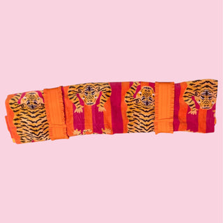 HOT PINK/Orange Tiger Mahjong Bag Set of 3