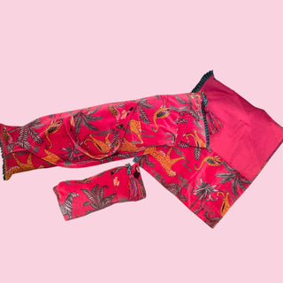 Pink Jungle Tiger Mahjong Bag Set of 3