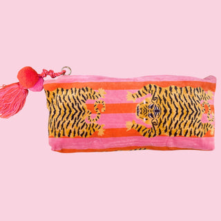Light Pink/Orange Tiger Mahjong Bag Set of 3