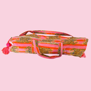 Light Pink/Orange Tiger Mahjong Bag Set of 3
