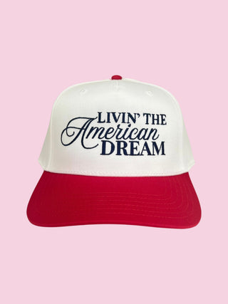 LIVIN' THE AMERICAN DREAM TRUCKER CANVAS - RED W/ BLACK THREAD (Mix & Match Any 6 or More) (Copy) (Copy)