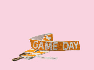 LIGHTER ORANGE/WHITE GAME DAY BEADED BAG STRAP