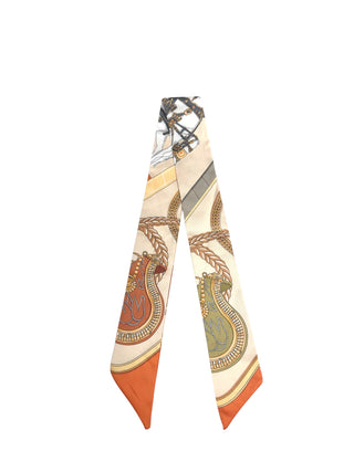 Twilly Scarf (ORANGE/OLIVE/YELLOW ROPE HORSE TWILLY)