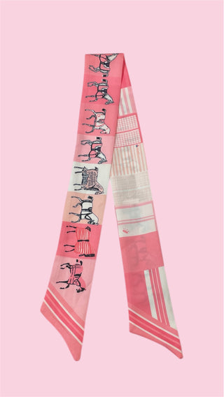 Twilly Scarf (PINK/WHITE HORSE)