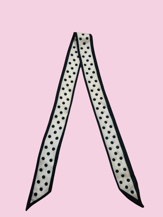 Twilly Scarf (LONG POLKA DOT WHITE/BLACK)