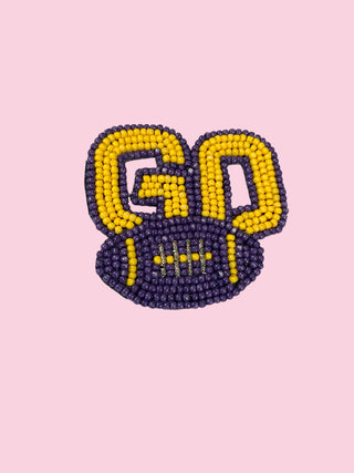 PURPLE/YELLOW GO GAME DAY PIN