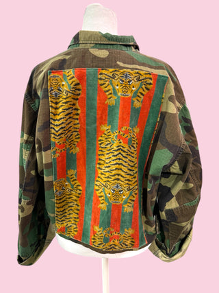 One Cropped Camo Red/Green Tiger Jacket