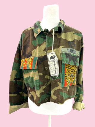 One Cropped Camo Red/Green Tiger Jacket