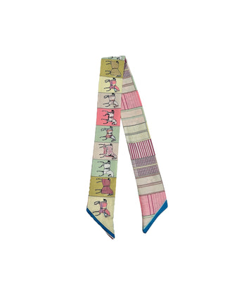 Twilly Scarf (PINK/LIGHT GREEN HORSE)