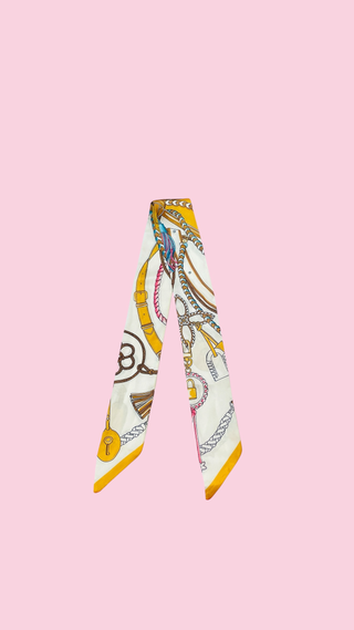 Twilly Scarf (YELLOW/PINK LOCK CHAIN)