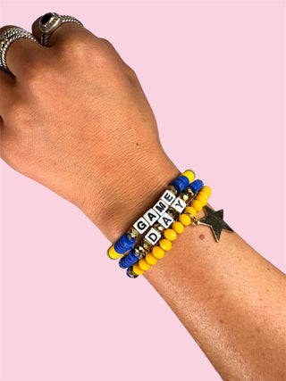 BLUE AND YELLOW GAME DAY ADULT BRACELET