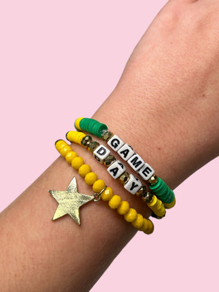 GREEN AND YELLOW GAME DAY ADULT BRACELET