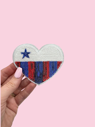 Heart - Patriotic (HEAT PRESS) ($100 MINIMUM ON PATCHES)