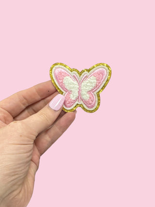 Butterfly - Pink/White (STICKY BACK) ($100 MINIMUM ON PATCHES)