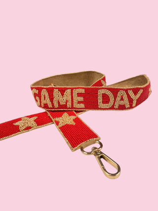 RED/GOLD GAME DAY BEADED BAG STRAP